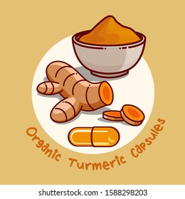 Modern flat design of turmeric for healthy and cosmetics products. vector illustration