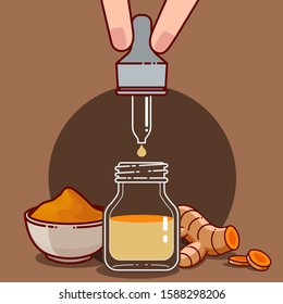 Modern flat design of turmeric for healthy and cosmetics products. vector illustration