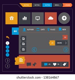 Modern flat design UI kit for mobile devices and contemporary interfaces