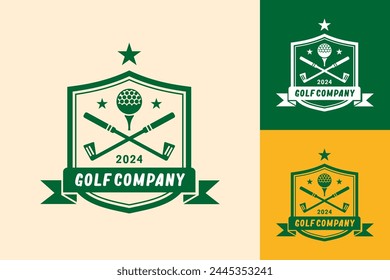 Diseño plano moderno Club de pelota de golf único Logo gráfico Plantilla y minimalista Golf Logo Concept