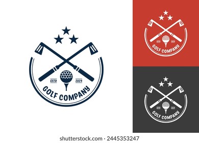 Modern Flat design Unique Golf Ball club Graphic logo template and Minimalist Golfing Logo Concept