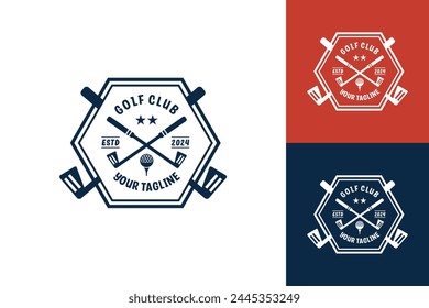 Modernes Flat Design Einzigartiges Golfball-Club-Grafik-Logo-Vorlage und minimalistisches Golf-Logo-Konzept