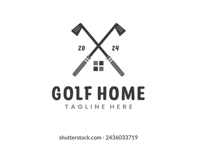 Modern Flat design Unique Home Golf Ball club Graphic logo template Minimalist Golfing Logo template