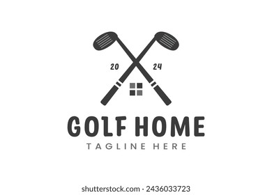 Modern Flat design Unique Home Golf Ball club Graphic logo template Minimalist Golfing Logo template