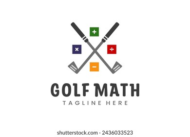 Diseño plano moderno Único Matemáticas Golf Club de pelota Plantilla de logotipo gráfico Minimalista Golf Logo