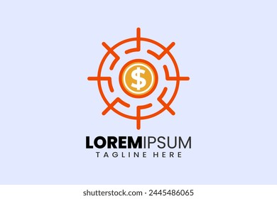 Diseño plano moderno Único objetivo de disparo con dinero dólar Plantilla del logotipo y/o logotipo del objetivo