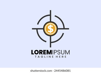 Diseño plano moderno Único objetivo de disparo con dinero dólar Plantilla del logotipo y/o logotipo del objetivo