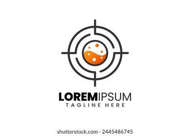 Diseño plano moderno Único objetivo de disparo con Plantilla de logotipo líquido naranja y/o logotipo objetivo