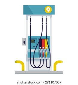 Modern flat design vector design element on gasoline with modern gas station pump isolated