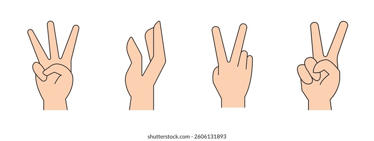 modern flat design vector hand icons and pictograms set black isolated on white background

