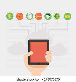 Modern flat design vector illustration of online communication and internet  