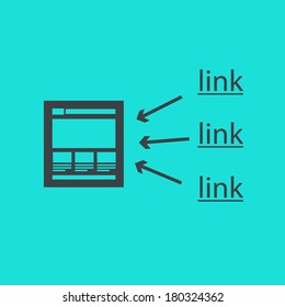 modern flat design vector illustration of link building icon, infographic element template for web designers and seo specialist in black color isolated on stylish green background