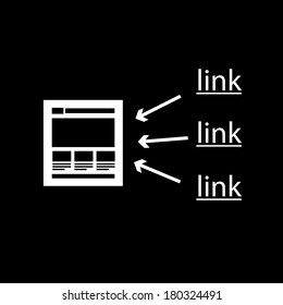 modern flat design vector illustration of link building icon, infographic element template for web designers and seo specialist isolated on black background