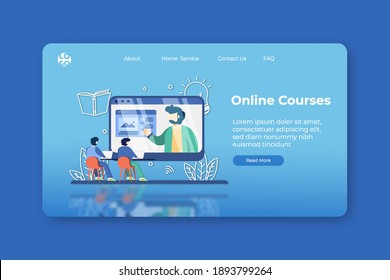 Modern Flat Design Vector Illustration. Online Courses Landing Page and Web Banner Design Template. Training Online, Webinar, Online Teaching, Online Education, Learn Anywhere, Digital Education
