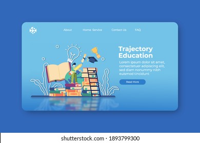 Modern Flat Design Vector Illustration. Trajectory Education Landing Page and Web Banner Template. Educational Achievement, Academic, Personal Growth, educational capital strategy, School Graduation
