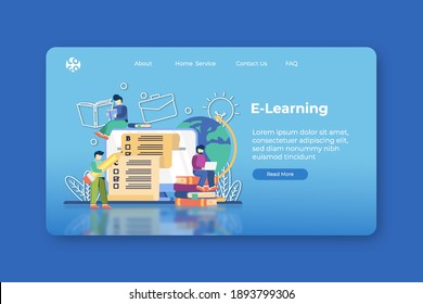 Modern Flat Design Vector Illustration. E-Learning Landing Page and Web Banner Template. Digital Education, Online Teaching, Distance Education, Home Schooling, Learn during quarantine