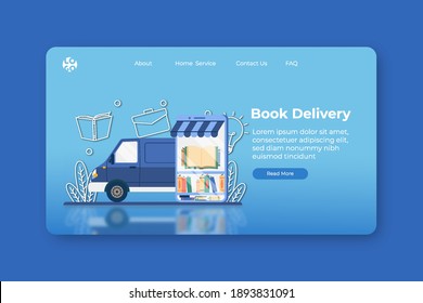 Modern Flat Design Vector Illustration. Book Delivery Landing Page And Web Banner Template. Delivery Order, Digital Bookstore, Digital Library, Online Store, World Wide Shipping, Online Book Festival