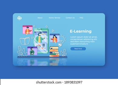 Modern Flat Design Vector Illustration. E-Learning Landing Page and Web Banner Template. Digital Education, Online Teaching, Distance Education, Home Schooling, Learn during quarantine