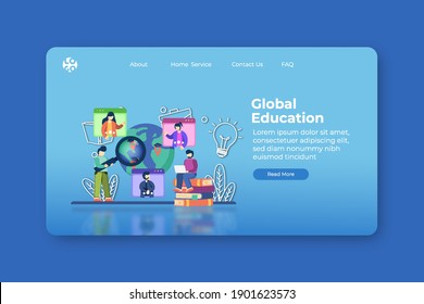 Moderne, flache Vektorgrafik. Landing Page and Web Banner Template. Stipendium, E-Learning, digitale Bildung, Bildungsplattform, Heimunterricht, Fernunterricht