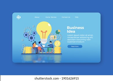 Modern flat design vector illustration. Business Idea Landing Page and Web Banner Template. Innovative, Creative Idea, New Ideas Solution, Problem Solving, Business Solution, Brainstorming, Teamwork.