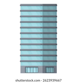 Modern. Flat design vector illustration of a contemporary. Glass windows office building icon in a commercial real estate urban structure
