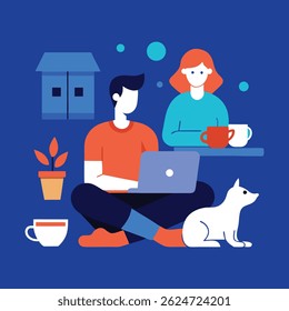 Modern flat design vector illustration of a diverse business team working together in an office with laptops, charts, and documents, professional and clean look