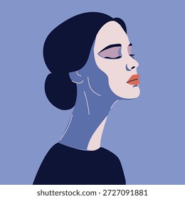 Modern flat design vector illustration. Portrait of a woman. Spa, beauty salon, make up, wellness, fashion concept.