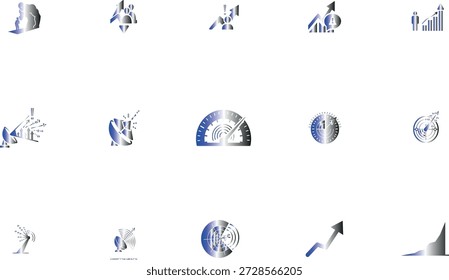 Modern flat design vector illustration featuring business, technology, and growth icons with a clean, scalable aesthetic for commercial and digital use.