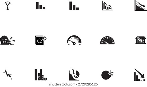 Modern flat design vector illustration featuring essential technology, urban, and lifestyle icons in monochrome for versatile commercial and editorial use.