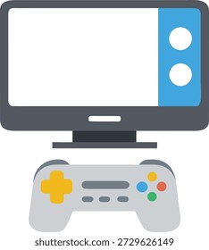 A modern flat design vector illustration of a gaming console device icon, suitable for various digital and print applications with a clean and minimalist aesthetic.