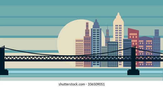 Modern flat design vector illustration of urban landscapes. 