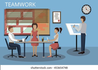 Modern flat design vector illustration, concepts of teamwork process and success in business, for graphic and web design