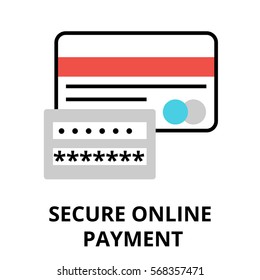 Modern flat design vector illustration, secure online payment icon, for graphic and web design
