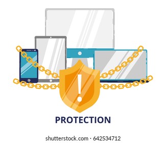 Modern flat design vector illustration, data protection icon, for graphic and web design. Secure on line and data protection, for graphic and web design