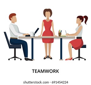 Modern flat design vector illustration, concepts of teamwork process and success in business, for graphic and web design