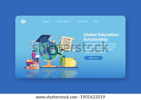 Modern flat design vector illustration. Global Education Scholarship Landing Page and Web Banner Template.Student Loan, Investment Education, Achievement Education, University, Global Education.