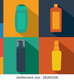 Modern flat design vector jars for cosmetics
