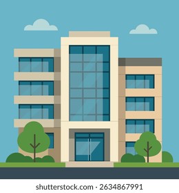 Modern Flat Design Vector of Office or Apartment Building