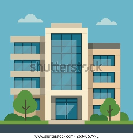 Modern Flat Design Vector of Office or Apartment Building