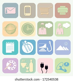 Modern flat design vintage computer icons
