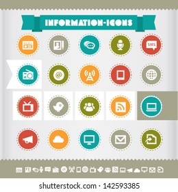 Modern flat design vintage information icons, on circles