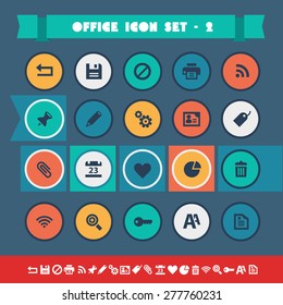 Modern flat design vintage office set 2 icons, on colored circles