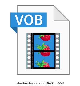 Modern flat design of VOB file icon for web