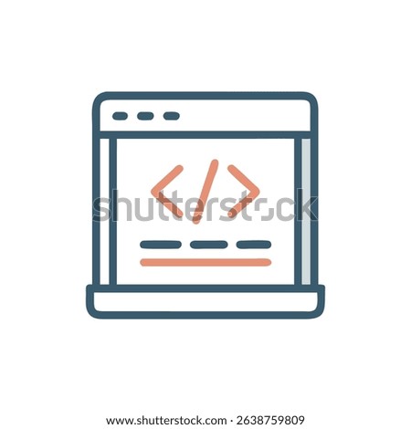 Modern Flat Design Web Browser with Code Snippet Icon