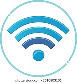 Modern Flat Design of Wireless Network Symbol Featuring Circular Border and Simple Aesthetic for Technology Concepts