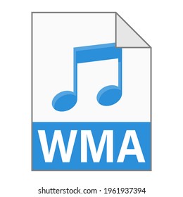 Modern flat design of WMA file icon for web