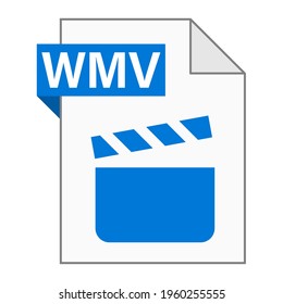 Modern flat design of WMV file icon for web