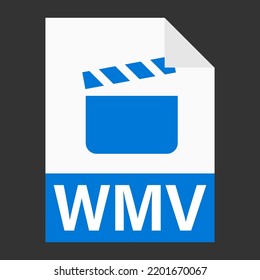 Modern flat design of WMV illustration file icon for web