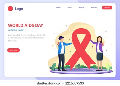 Diseño plano moderno del concepto de ilustración del Día Mundial del SIDA. Plantilla vectorial de estilo plano adecuada para página de aterrizaje web, fondo.