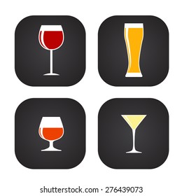 Modern Flat Dink Glass Icon Set for Web and Mobile Application in Stylish Colors Vector Illustration EPS10